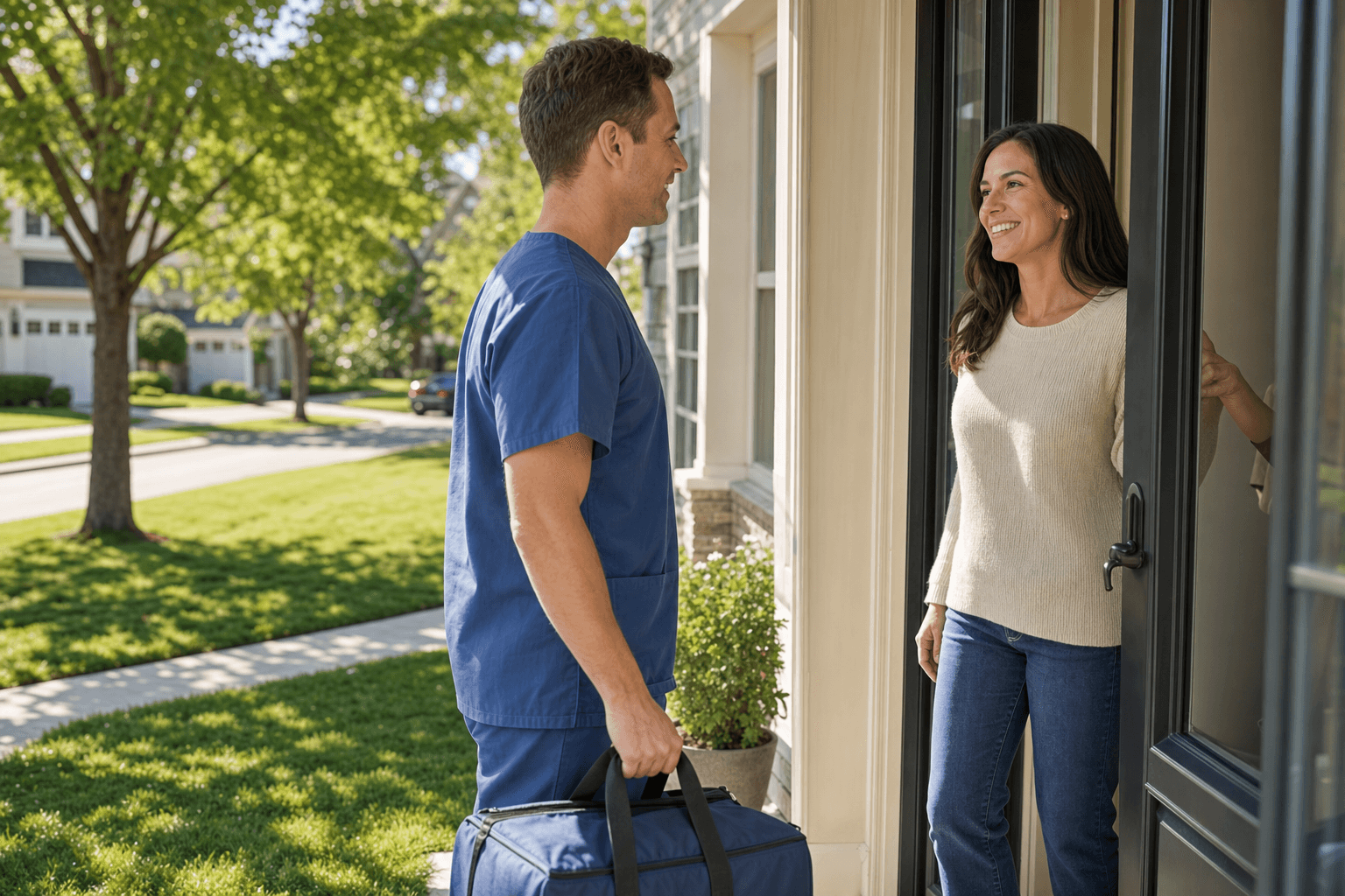 OnSite mobile collector arriving at home for private testing — Greater Chicagoland local mobile service